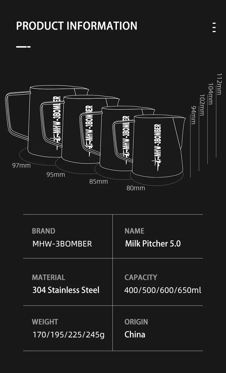 MHW-3BOMBER - 5.0 Milk Pitcher | 400 mL / 13.5 oz - Image 7